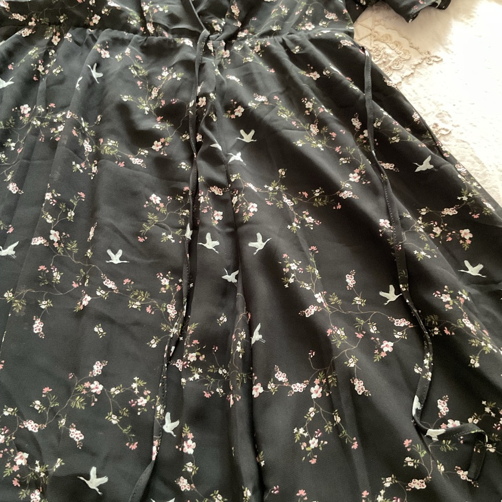 Torrid Black Floral Wrap Dress - Picture 4 of 7